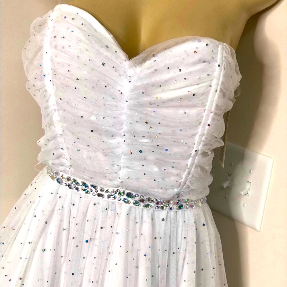 Juno white with multi dots tulle jeweled waist dress